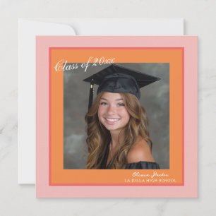Pink Orange Photo Graduation Invitation