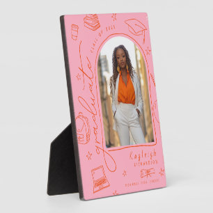 Pink Orange Photo Graduation Keepsake Plaque