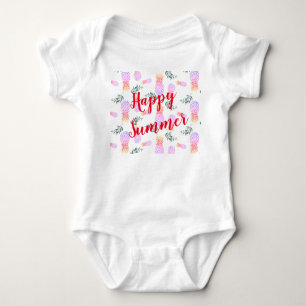 PINK & ORANGE PINEAPPLE HAPPY SUMMER BABY BODYSUIT
