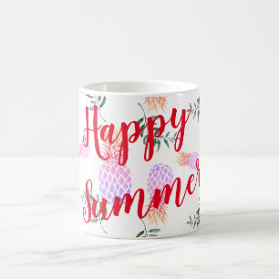 PINK & ORANGE PINEAPPLE HAPPY SUMMER COFFEE MUG