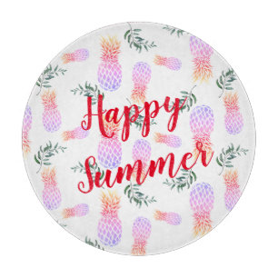 PINK & ORANGE PINEAPPLE HAPPY SUMMER CUTTING BOARD