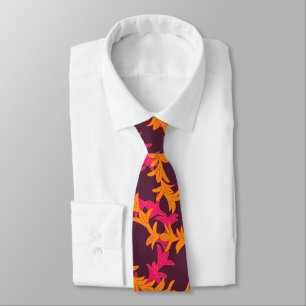 Pink Orange Plumeria Pattern Beach Wedding Tie