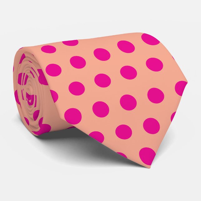Pink Orange Polka Dot Patterns Stylish Gift Favour Tie (Rolled)