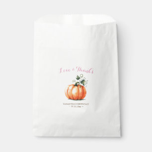 Pink Orange Pumpkin Baby Shower Candy Favour Bags
