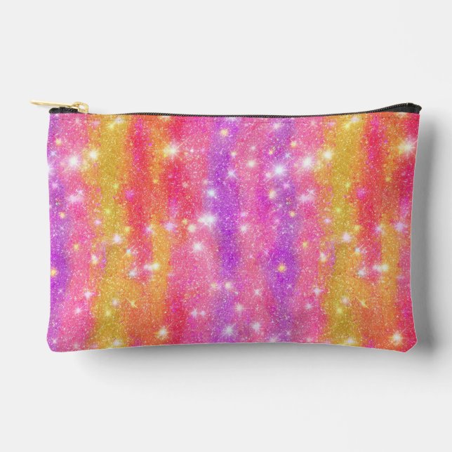 Pink Orange Purple Glitter Sparkle Pattern Accessory Pouch (Front)