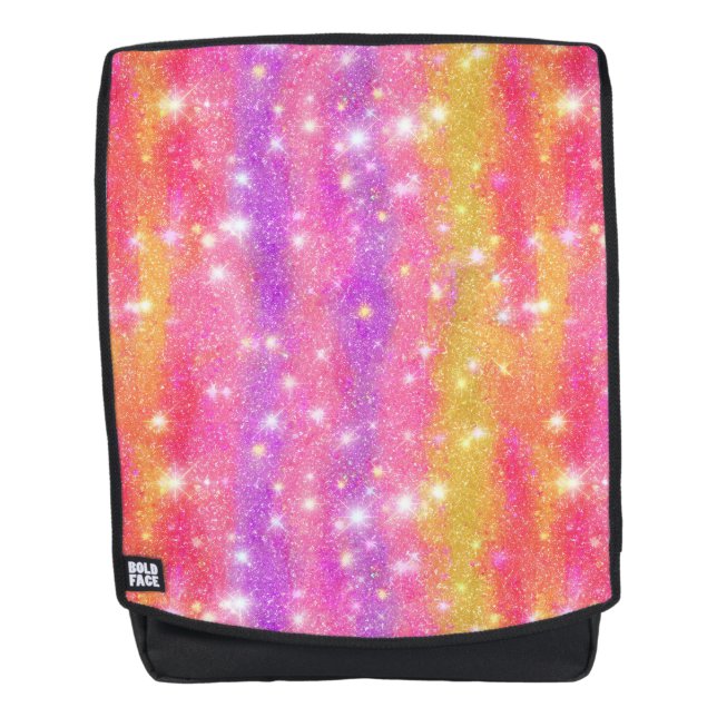 Pink Orange Purple Glitter Sparkle Pattern Backpack (Front)