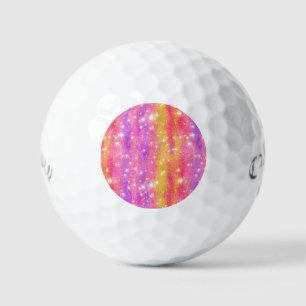 Pink Orange Purple Glitter Sparkle Pattern Golf Balls