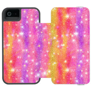 Pink Orange Purple Glitter Sparkle Pattern Incipio Watson™ iPhone 5 Wallet Case