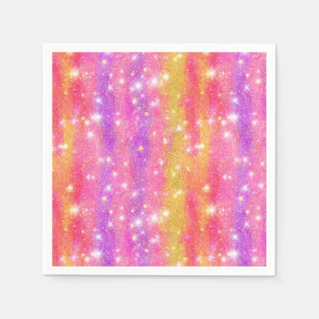 Pink Orange Purple Glitter Sparkle Pattern Napkin (Front)