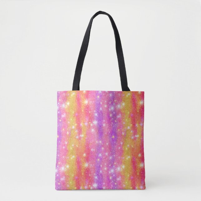 Pink Orange Purple Glitter Sparkle Pattern Tote Bag (Front)