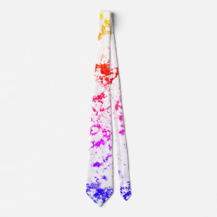 Pink Orange Purple Marble Paint Splash Abstract Tie