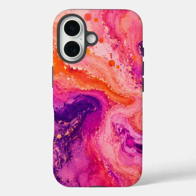 Pink Orange Purple Marble Paint Splash Pattern Case-Mate iPhone Case (Back)