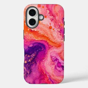 Pink Orange Purple Marble Pattern iPhone 16 Case