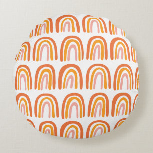 Pink Orange Rainbow Sweet Pattern Round Cushion