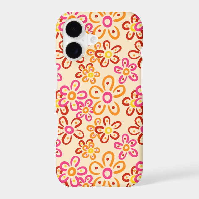 Pink Orange Red Retro Daisy Flowers (Back)