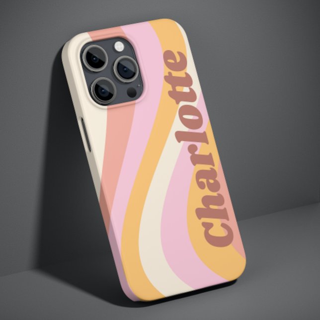 Pink Orange Retro Wave Personalised Name Case-Mate iPhone Case (Creator Uploaded)