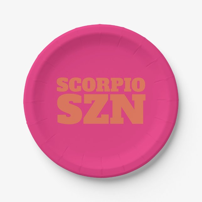 Pink Orange Scorpio SZN Cool Paper Plate (Front)