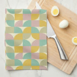 Pink Orange Shapes Geometric Mid Century Pattern Tea Towel<br><div class="desc">A fun retro geometric mid century pattern kitchen towel in pink,  turquoise,  orange,  and tan,  on a cream background,  is the perfect way to liven up your kitchen.</div>