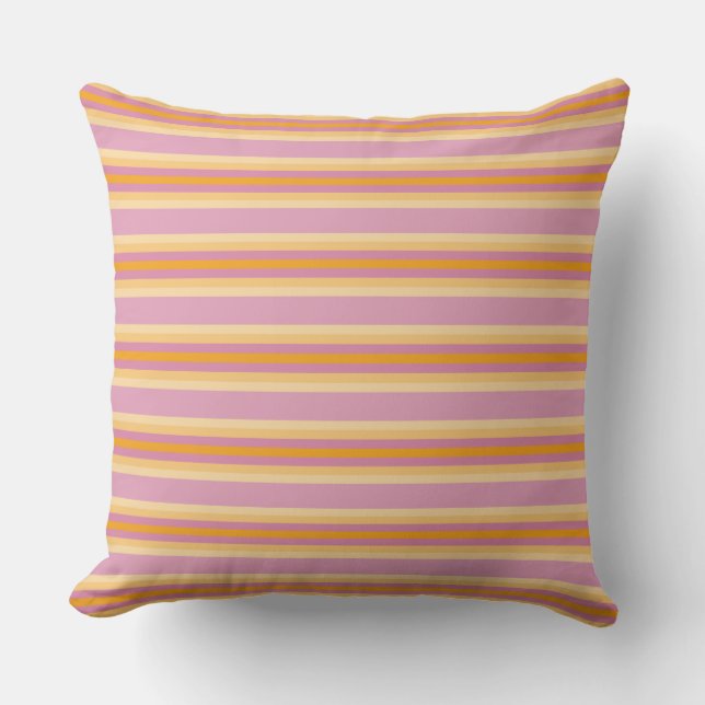 Pink Orange Stripes Cushion (Front)