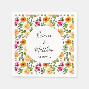 Pink Orange Summer Floral Napkin