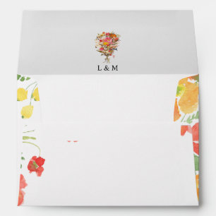 Pink & Orange Summer Floral Wedding Envelope