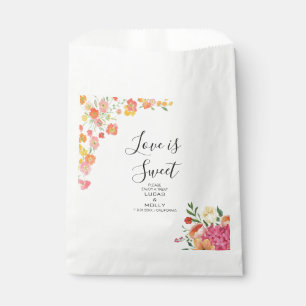 Pink & Orange Summer Floral Wedding Favour Bags
