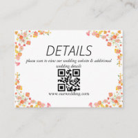 Pink & Orange Summer Floral Wedding QR Code