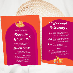 Pink & Orange Sunset Tequila & Tulum Bachelorette Invitation