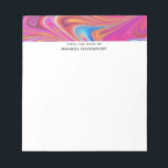 Pink Orange Swirls Groovy Design Notepad<br><div class="desc">A notepad with a cool trippy psychedelic design. Pink,  orange and hints of blue all swirling around. Retro hippie vibe.</div>