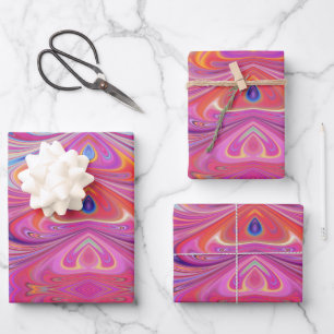 Pink Orange Swirls Groovy Design Wrapping Paper Sheet