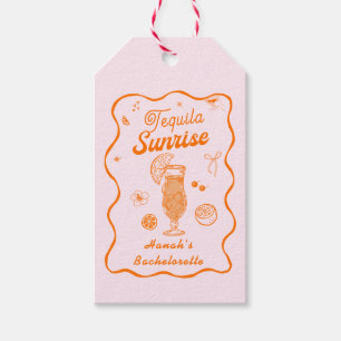 Pink Orange Tequila Sunrise Bachelorette Gift Tags