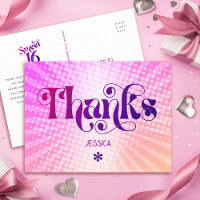 Pink Orange Thank You Sweet 16 Groovy Gradient