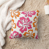 Pink Orange Tropical Hibiscus Flowers Floral Print