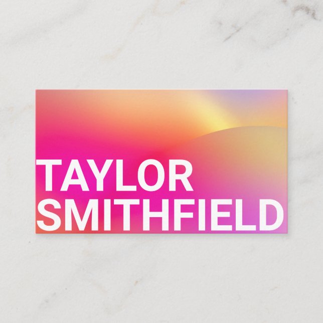 Pink Orange Typography Gradient  Business Card (Front)
