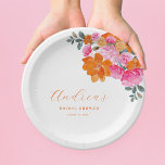 Pink & Orange Vibrant Summer Floral Bridal Shower  Paper Plate<br><div class="desc">Enjoy your bridal shower with these stylish,  vibrant paper plates,  featuring custom text & colourful floral. Easily add your details by clicking on the "personalise" option.</div>