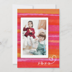 Pink Orange Watercolor 4 Photo Valentines Day Card