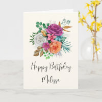 Pink, Orange & White Roses Floral Bouquet Birthday
