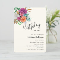 Pink, Orange & White Roses Floral Bouquet Birthday