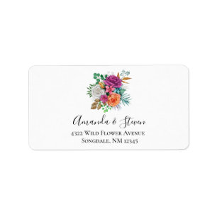 Pink, Orange & White Roses Floral Bouquet Label