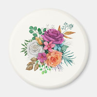 Pink, Orange & White Roses Floral Bouquet