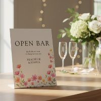 Pink Orange Wildflower Wedding Open Bar