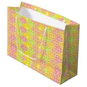PINK ORANGE YELLOW GREEN FRUIT SLICES LARGE GIFT BAG