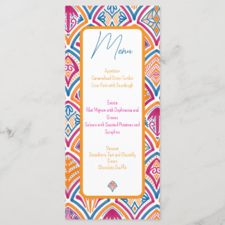 Pink Orange Yellow Teal Decorative Fan Wedding Menu