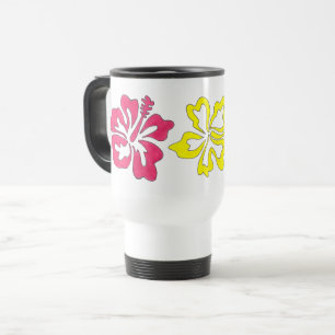 Pink Orange Yellow Tropical Hibiscus Flower Floral Travel Mug