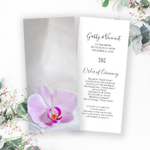 Pink Orchid and Bridal Veil Wedding Program Programme