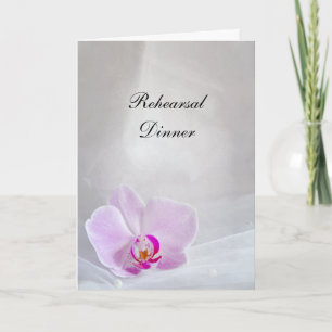 Pink Orchid and Veil Wedding Rehearsal Dinner Invitation