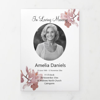 Pink Orchid Celebration of life Trifold Program