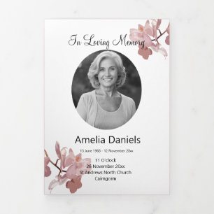 Pink Orchid Celebration of life Trifold Program