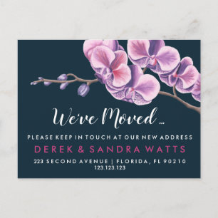  pink orchid Change of address we've moved house  Announcement Postcard