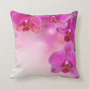 Pink Orchid cushion Throw pillow